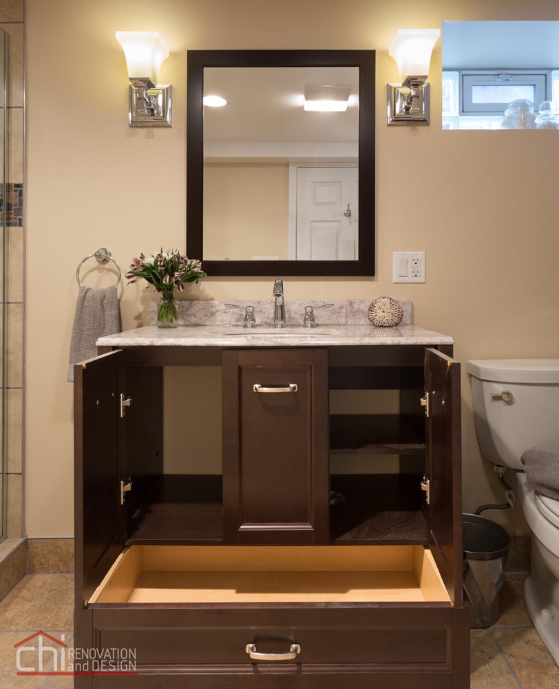 chi | Skokie Bathroom Open Vanity Remodel