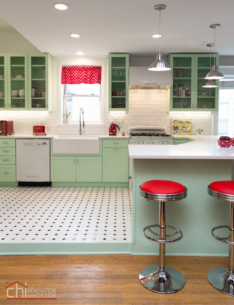 Retro Humboldt Park Kitchen Interior Remodel