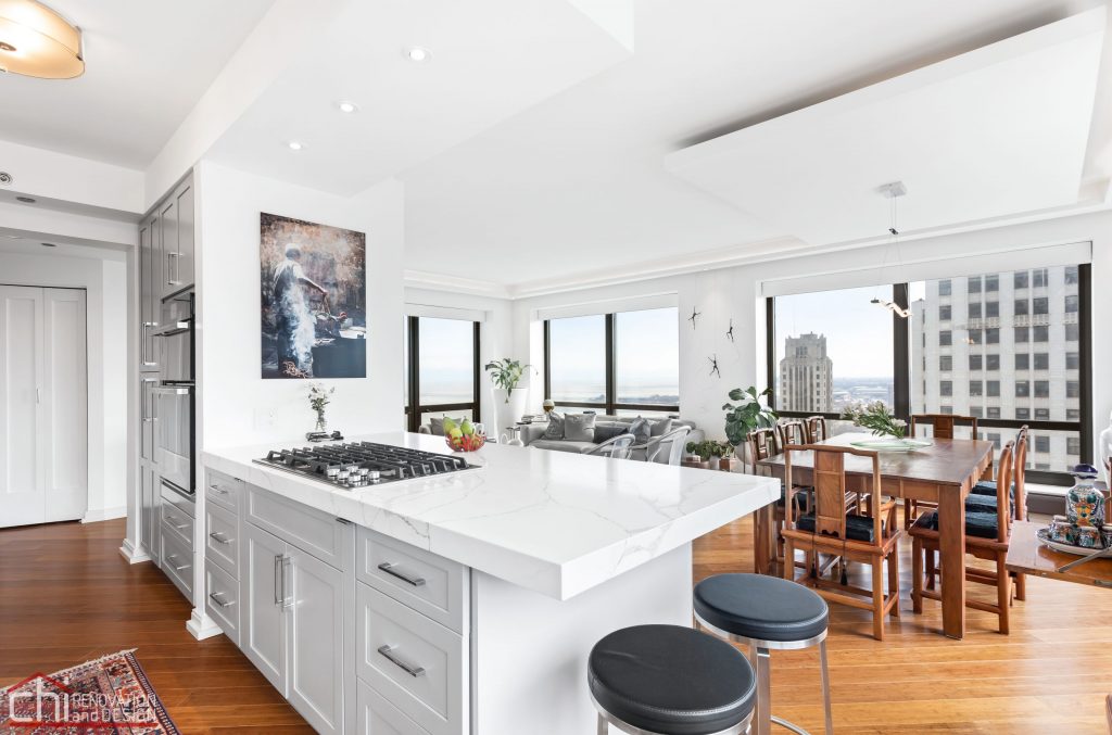 Chi | Chicago Condo Remodel Sleek Kitchen Bar Chairs