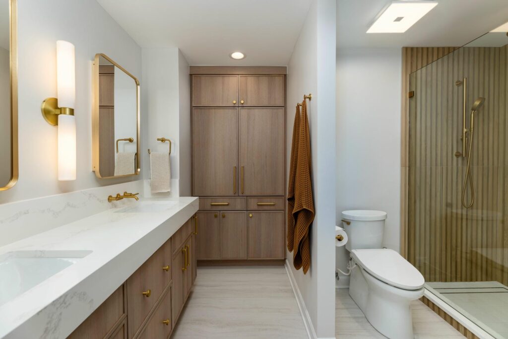 Throop St Primary Bathroom Renovation: A Modern Wood-Look Oasis
