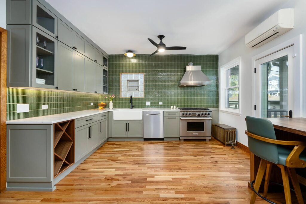 Winnemac Ave Kitchen Remodel Featuring Calm Green Interiors