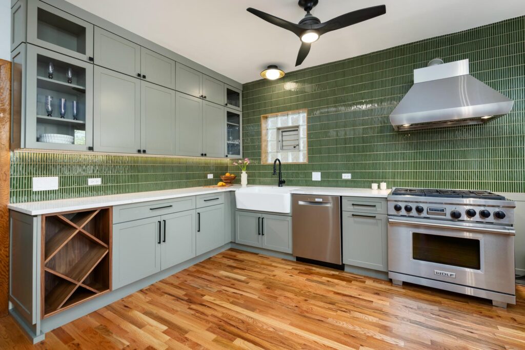 Winnemac Ave Kitchen Remodel Featuring Calm Green Interiors