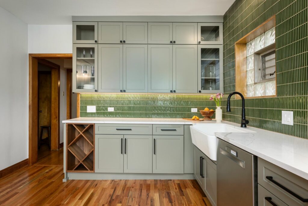 Winnemac Ave Kitchen Remodel Featuring Calm Green Interiors