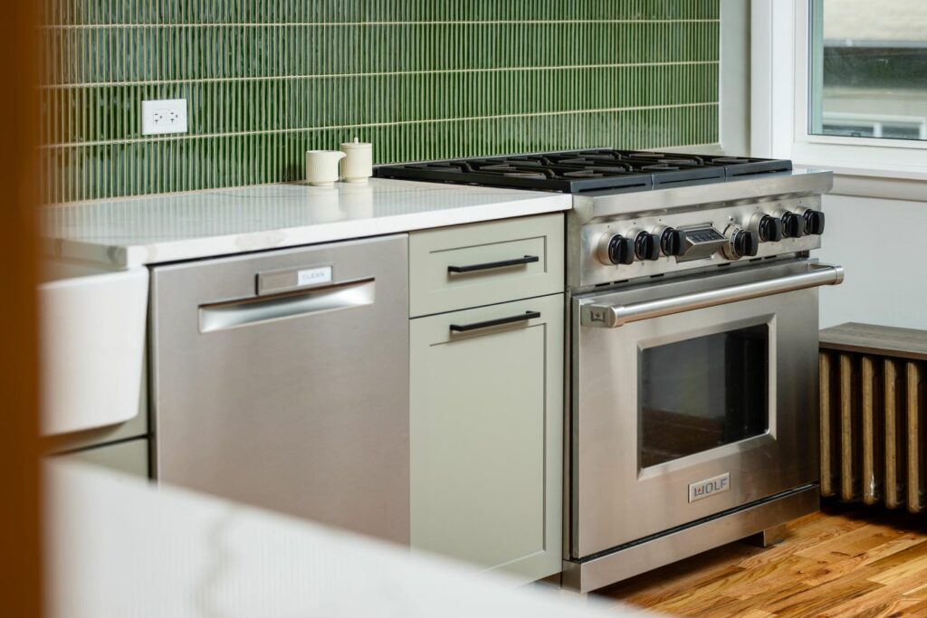 Winnemac Ave Kitchen Remodel Featuring Calm Green Interiors